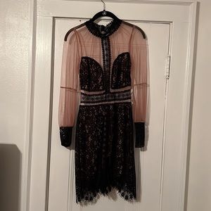 Black For Love & Lemons shear and lace mini dress